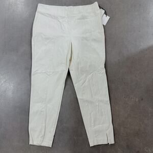 1 State High Rise Slit Hem Stretch Skinny Pants White Workleisure Career 14 NWT